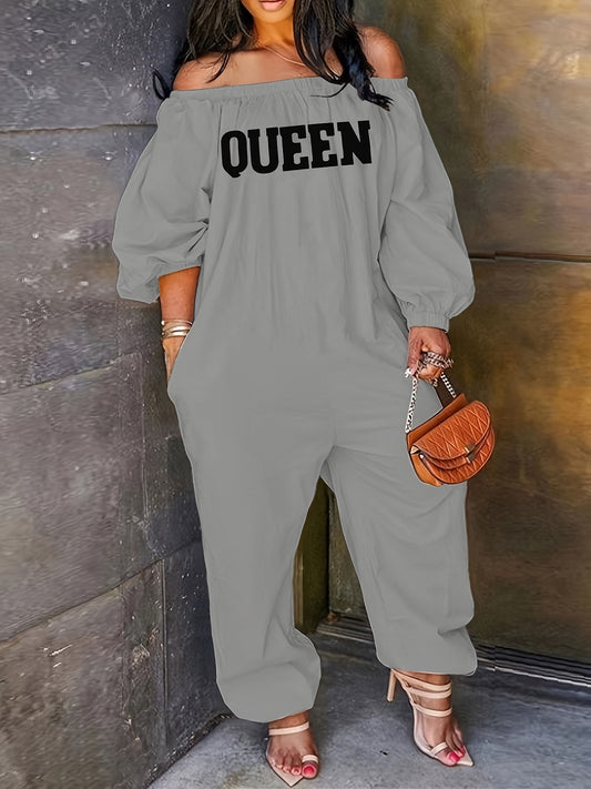 Combinaison Longue Brodée QUEEN pour Femme – Épaules Dénudées, Style Décontracté Élégant | 8 Coloris | S au XXL