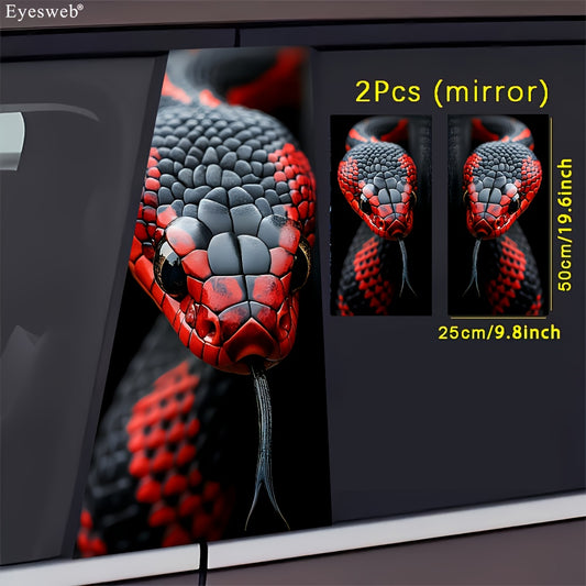 Lot de 2 Autocollants Serpent Rouge & Noir – Vinyle Premium Auto-adhésif