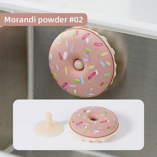 Lot de 5 Eponges Vaisselle Forme Donut - 4 Eponges + 1 Ventouse, Couleurs Aleatoires