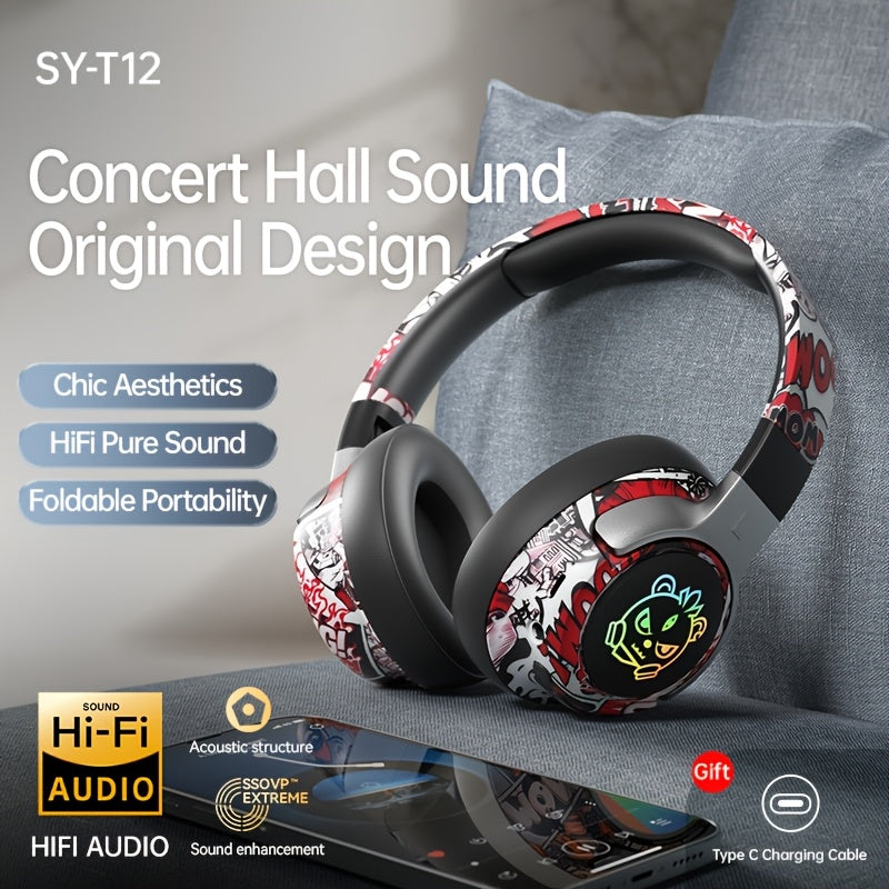 Casque Audio Circum-Aural Style Graffiti – Micro Intégré, Batterie 350mAh & USB-C | 3 Coloris | YUE CUI