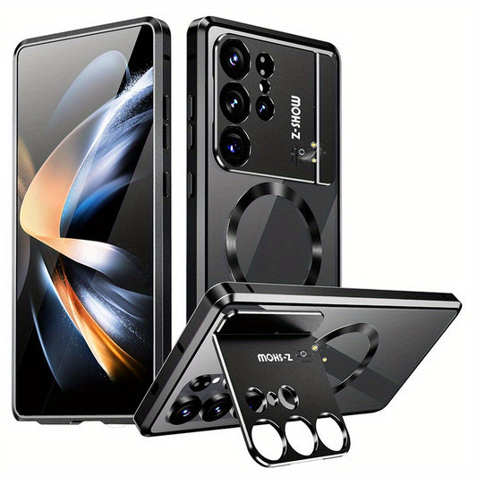 Coque Samsung Galaxy S25 Ultra Magnetique Double Face Verre HD - Protection Lentilles, Support Integre, Systeme Verrouillage, 3 Coloris