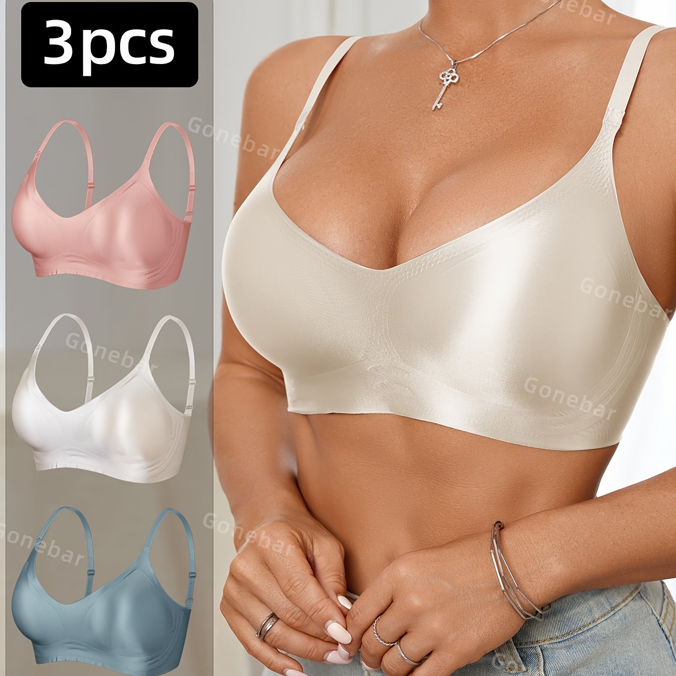 Lot de 3 Soutiens-Gorge Sans Coutures Femme - Brassiere Confort Invisible