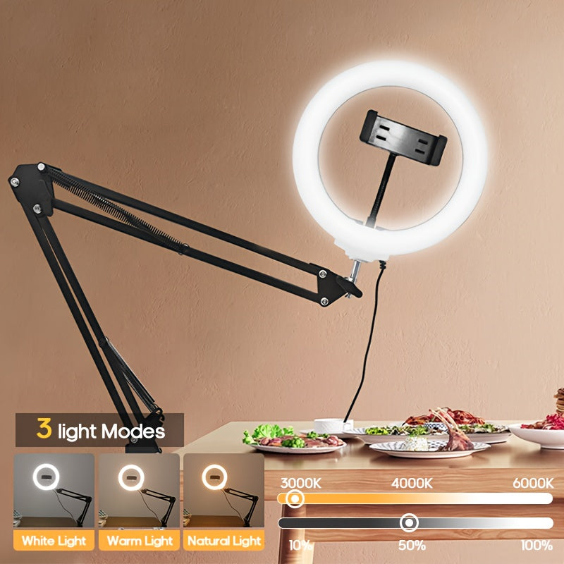 Anneau Lumineux LED AMILL – Support Smartphone, Contrôle Bouton, Alimentation USB, Étalonnage Couleurs