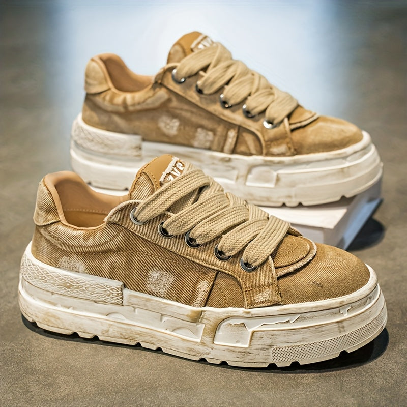 Chaussures Décontractées Homme — Denim Délavé Rétro, Semelles Épaisses, 3 Coloris, EU 38.5-43