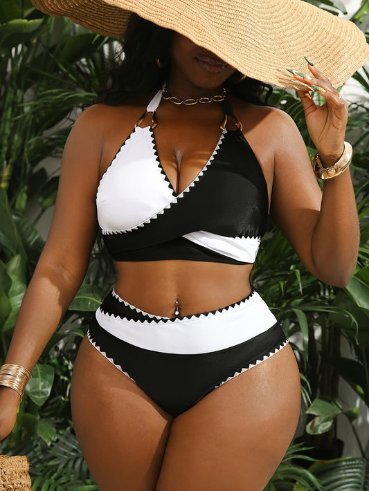 Bikini Deux Pieces Grande Taille Femme - Rembourrage Amovible, Tissu Stretch