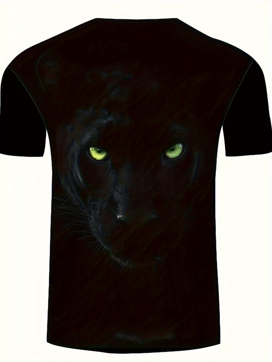 T-Shirt Homme Col Rond Manches Courtes Imprime Animal 3D Aleatoire - 100% Polyester Decontracte Sport Noir FR S-XXL