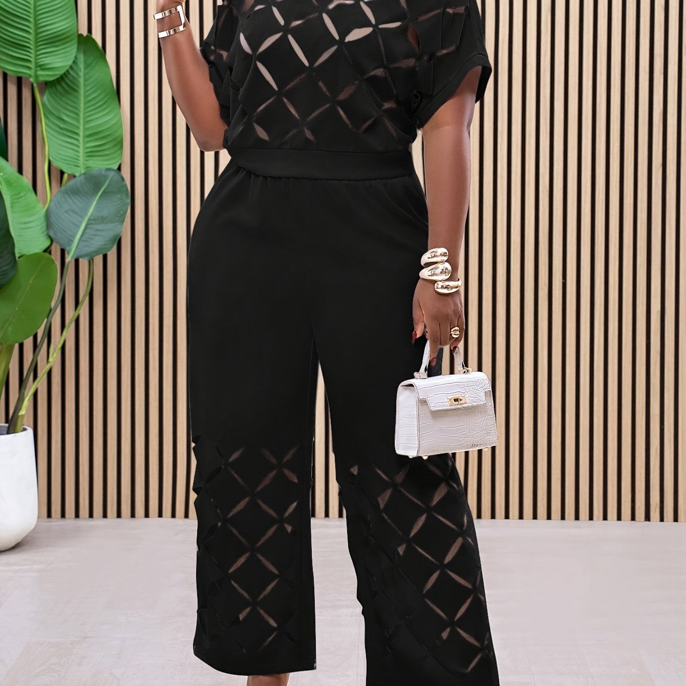 Ensemble 2 pièces décontracté avec broderie asymétrique - Topdecheztop.fr