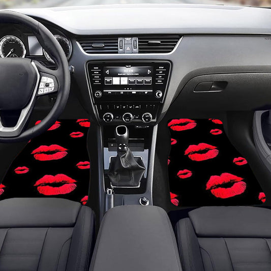 Lot de 4 Tapis de Sol Voiture Motif Lèvres Rouges – Polyester Universel
