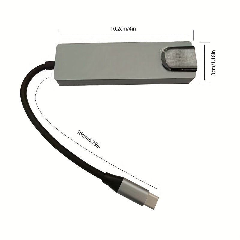 Hub USB-C 5 en 1 - HDMI 4K Ethernet 4 Ports USB Type-C