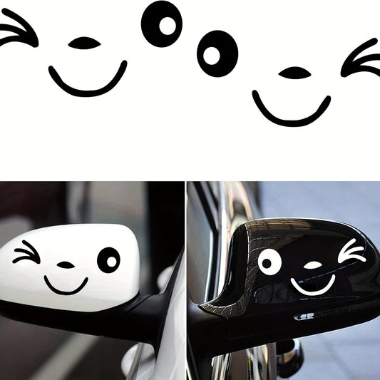 1 paire d'autocollants 3D mignons et souriants pour rétroviseurs gauche et droit - Topdecheztop.fr