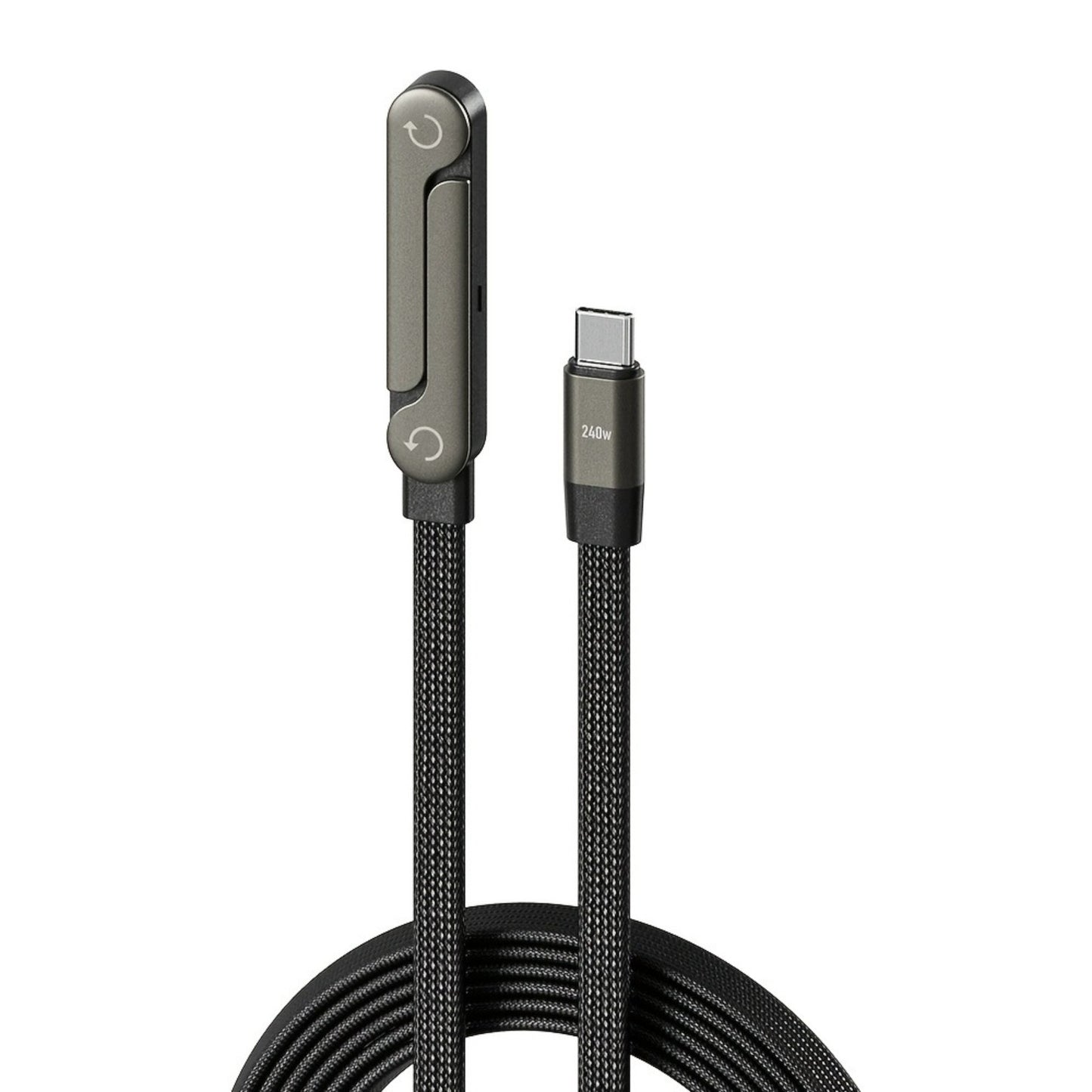 Cable USB-C Pliable 240W 2-en-1 avec Support Telephone Integre