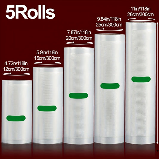 Lot 5 Rouleaux Sacs Sous Vide Sans BPA – 5 Largeurs × 300 cm