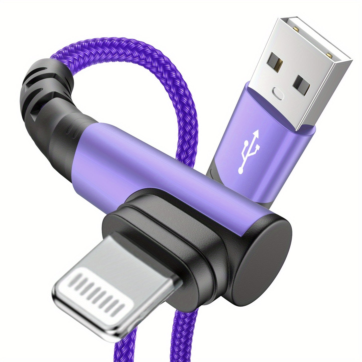 Câble de Charge à 90° – 20W, USB vers Lightning, Nylon Tressé | 1m & 2m | Hihowin