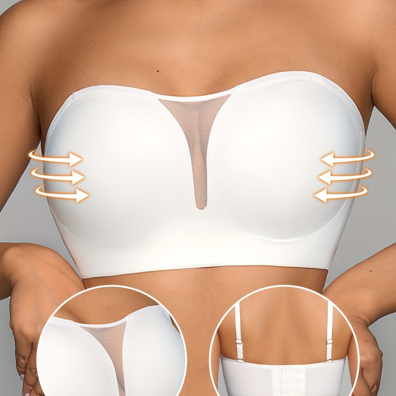 Soutien-Gorge Bustier Sans Armatures Femme - Effet Push-Up, Rembourrage Amovible
