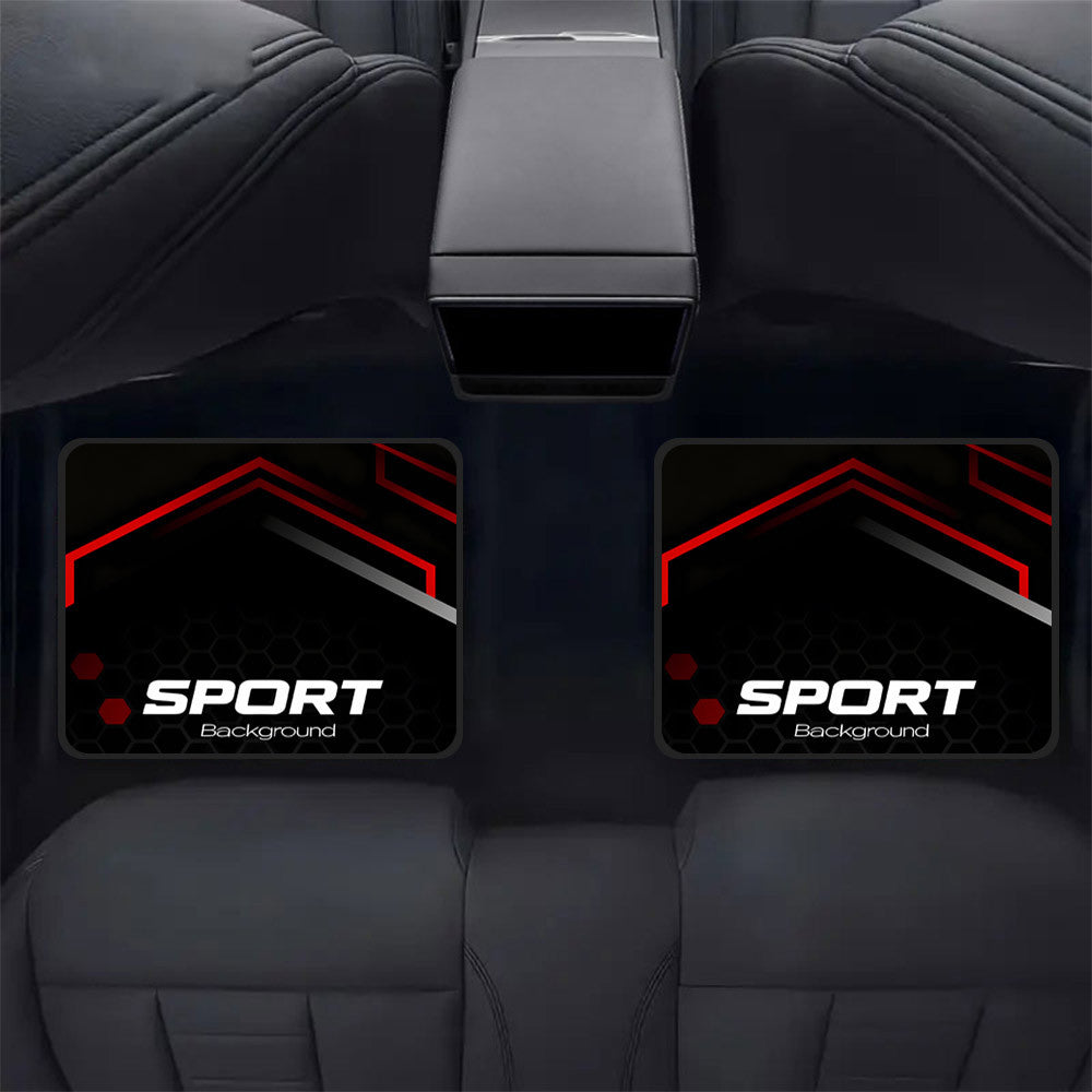 Lot de 4 Tapis de Sol Voiture Sport Imprimes - Polyester, Universel, Antiderapant