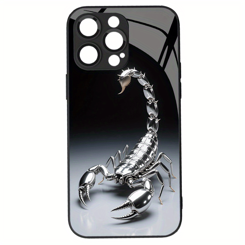 Coque iPhone Verre Trempé Motif Scorpion – Compatible MagSafe, Relief UV, iPhone 11 au 16 Pro Max