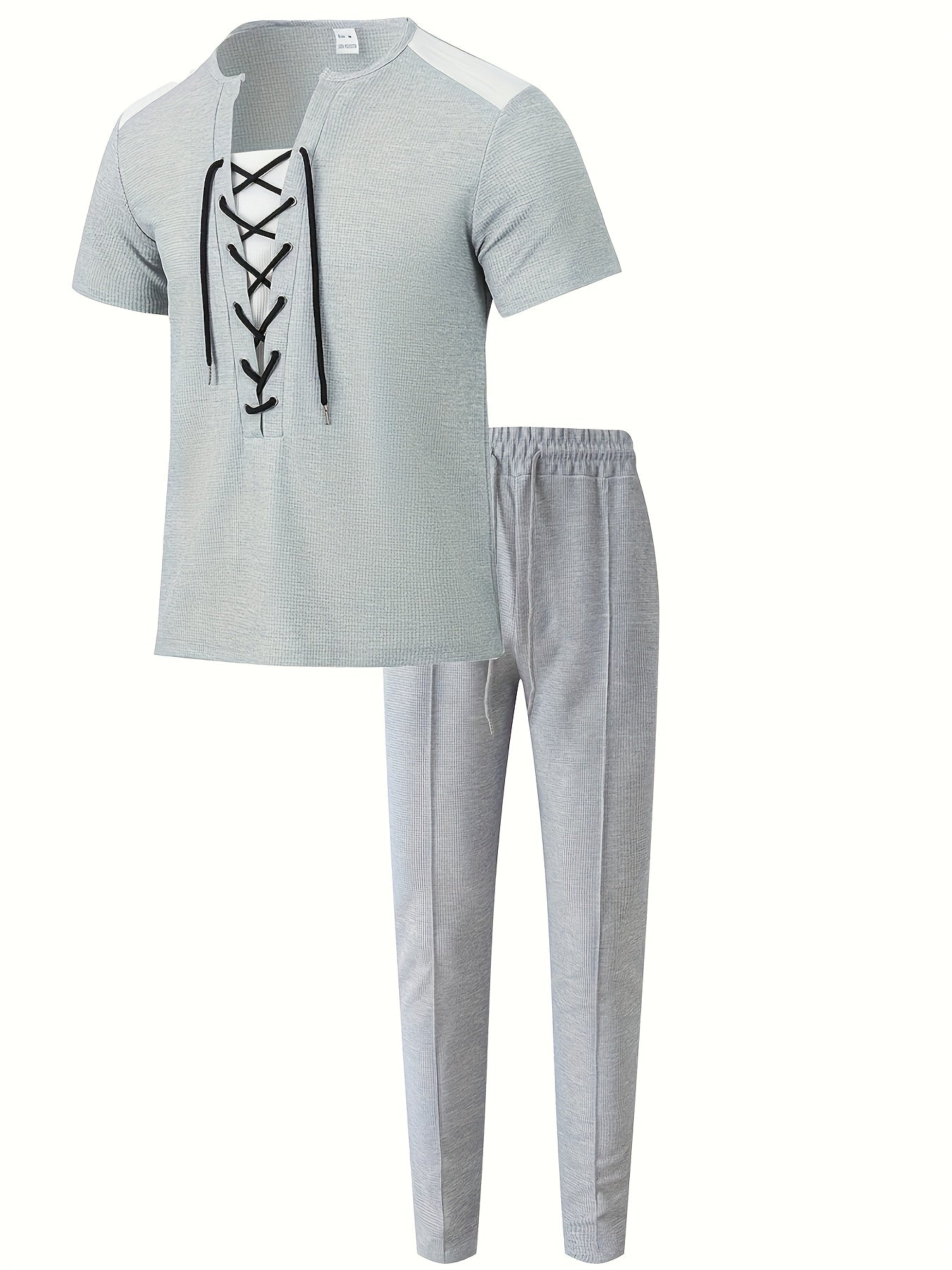 Ensemble jogging homme haut et pantalon à cordon - Col ras du cou, 6 coloris, printemps-automne