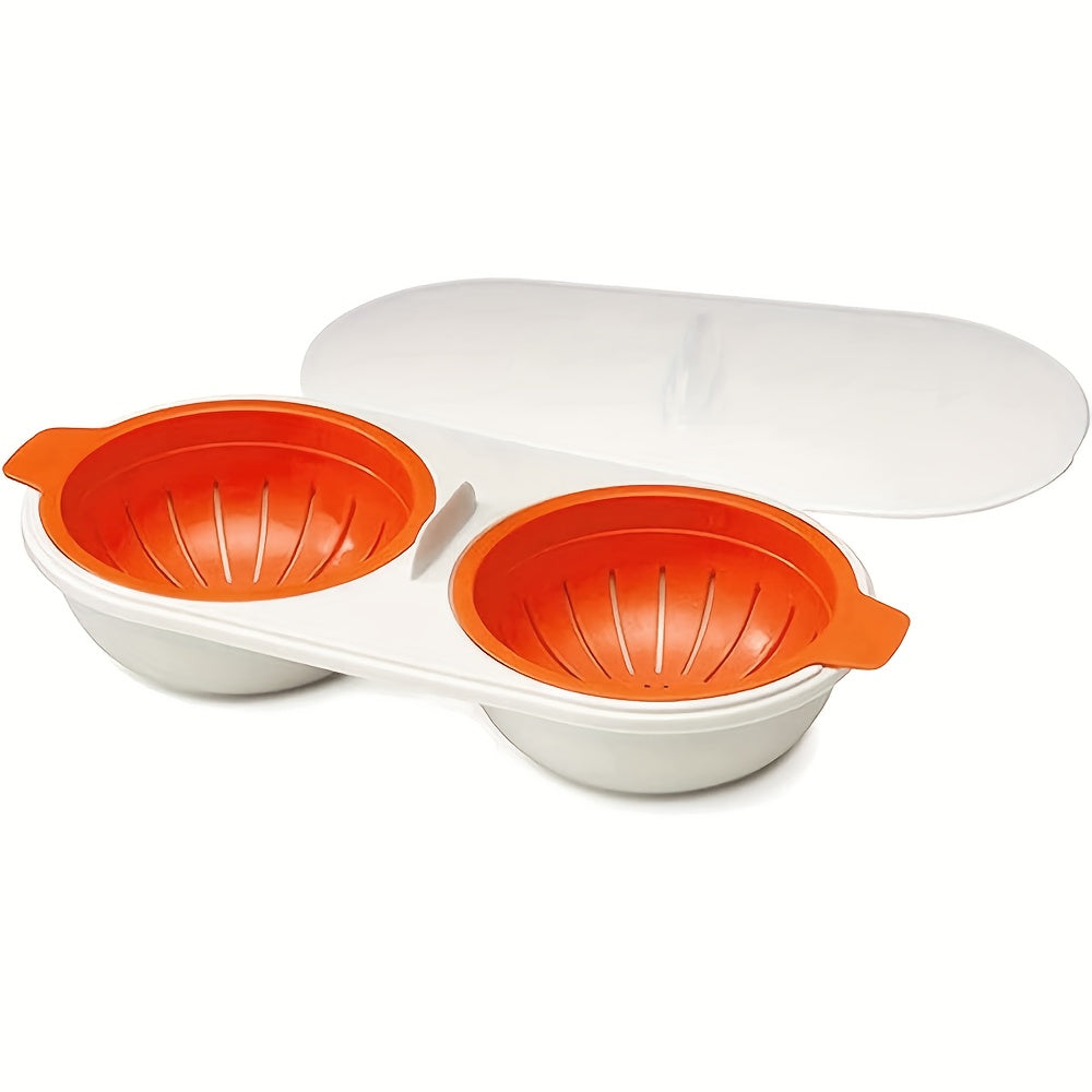 Cuiseur Oeufs Micro-Ondes 2 Tasses - Panier Egouttoir, Resistant Chaleur, Compatible Lave-Vaisselle, 3 Coloris