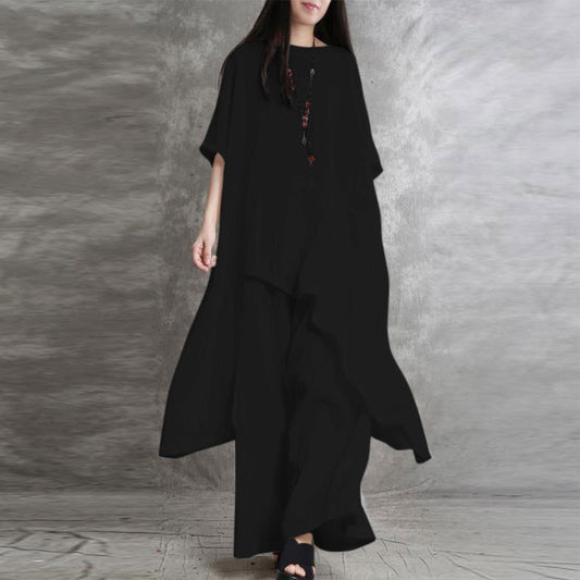 Ensemble 2 pièces en coton et lin pour femme - Topdecheztop.fr