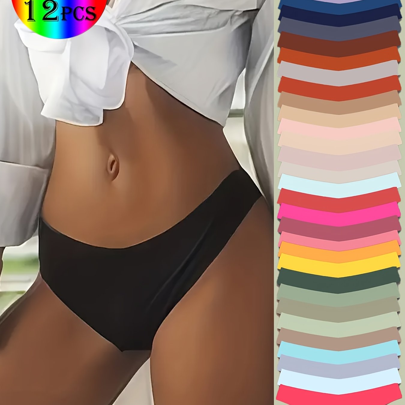 Lot de 12 Culottes Sexy Sans Coutures Femme - Taille Basse Confort