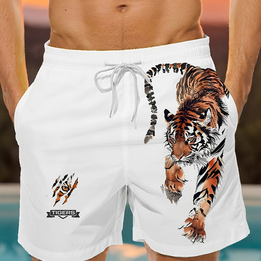 Short Homme Motif Tigre Bondissant – Style Jungle Décontracté 🐯☀️