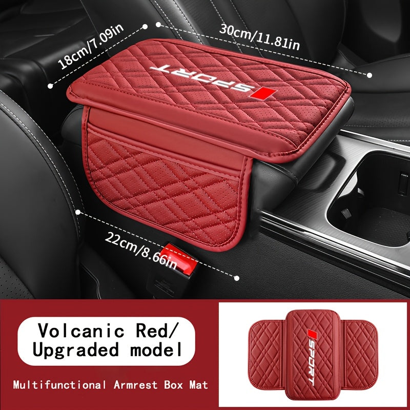 Coussin d'Accoudoir Voiture Cuir PU – Style Sportif avec Poches de Rangement