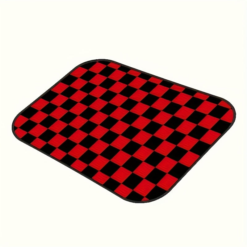 Lot de 4 Tapis de Sol Voiture Rouges À Carreaux – Polyester Résistant Universel