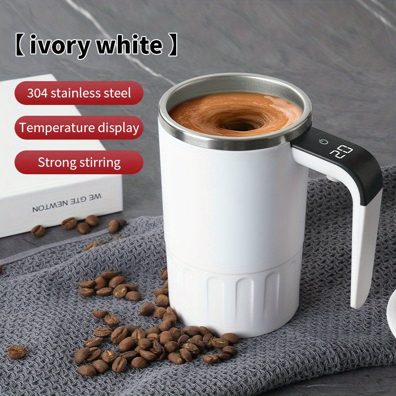 Mug electrique LED temperature - Rechargeable USB, portable, cafe chocolat moka, noir ou blanc