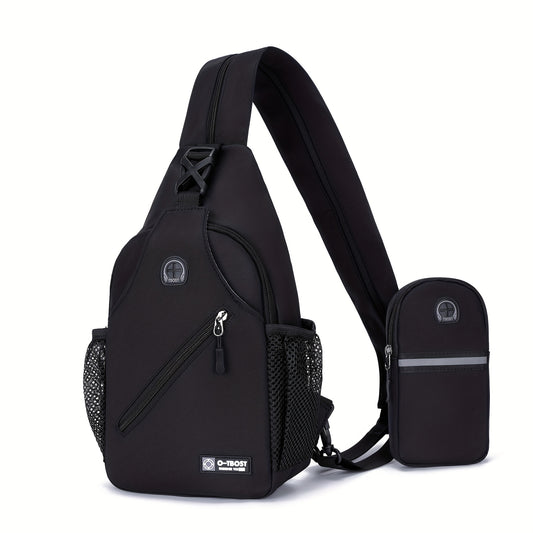Sac a Dos Sport avec Pochette Telephone - Tissu Oxford Fermeture Eclair Blanc Noir