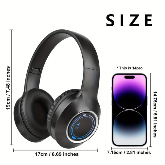 Casque Sans Fil Supra-Auriculaire Pliable – Micro Intégré, Batterie 150mAh & USB-C | Thème Anime & Film | Noir & Beige