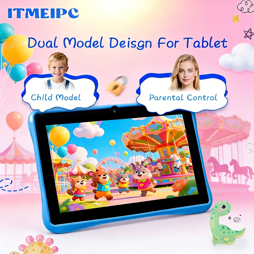 Tablette Enfant 7 Pouces Android 14 - 4 Go RAM 32 Go Ecran IPS HD Wi-Fi Quadricœur Controle Parental Etui Antichoc Bleu