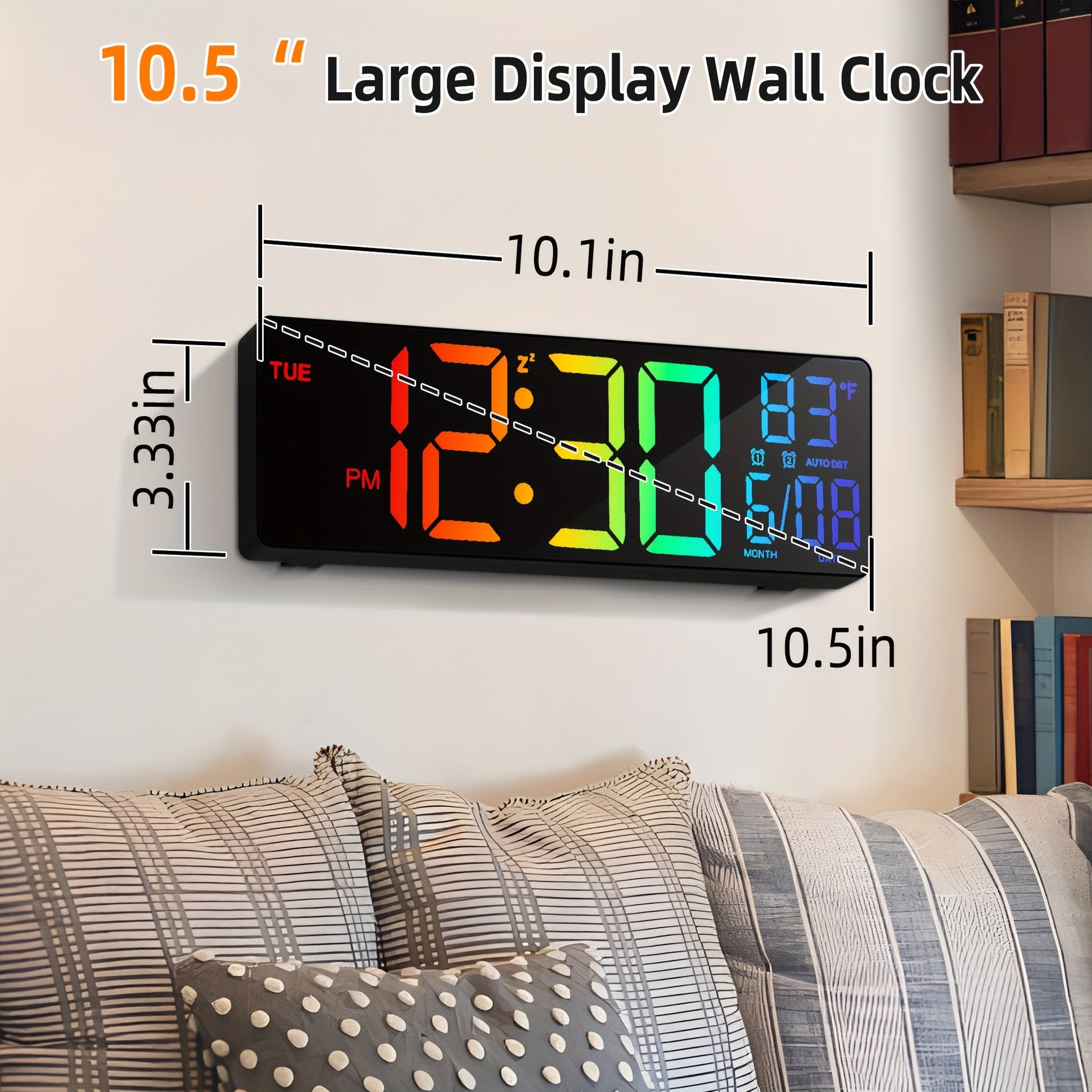 Grande horloge murale numérique avec télécommande, grand écran LED - Topdecheztop.fr