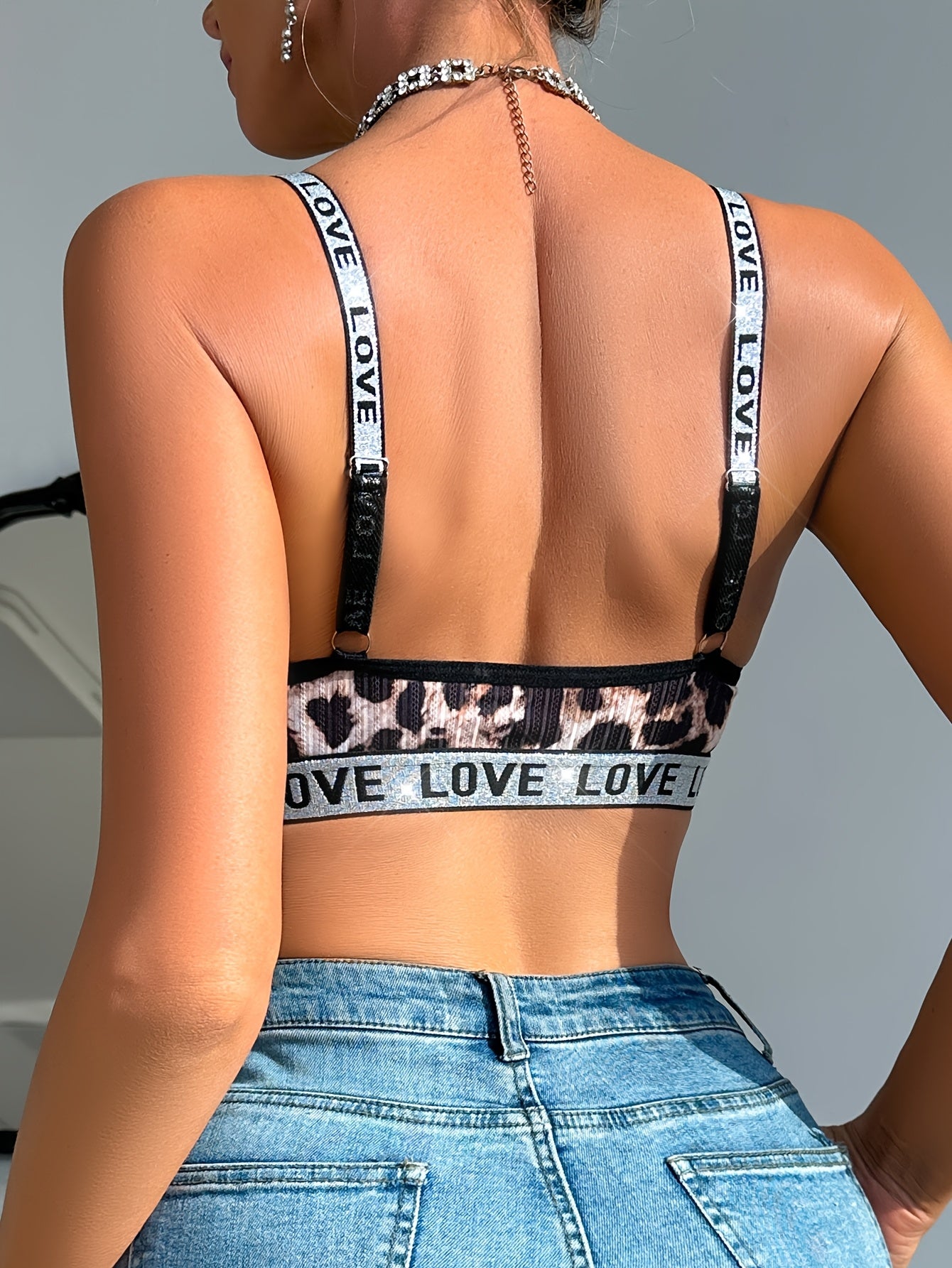 Soutien-Gorge Sans Fil Imprimé Léopard Femme — 90% Polyester, Sans Rembourrage, S-XL