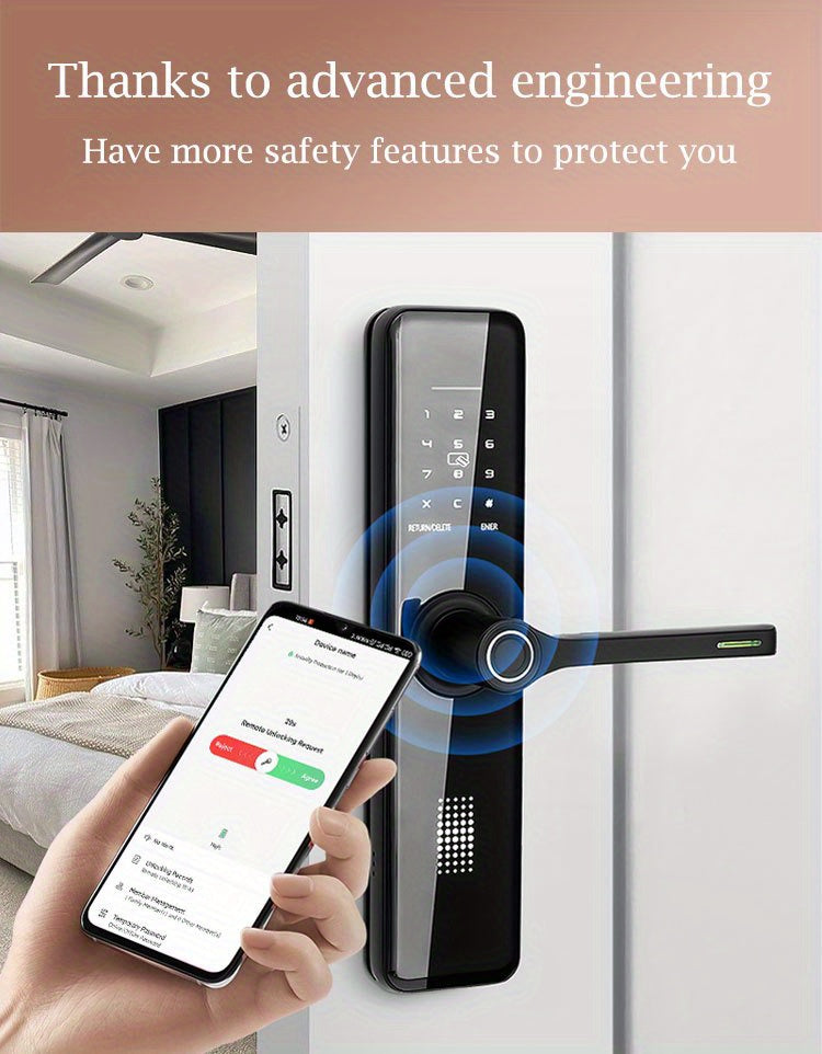 Serrure Connectée SUMUS – Empreinte Digitale, Application Wi-Fi & Clavier | Alliage Aluminium, Résistante aux Chocs