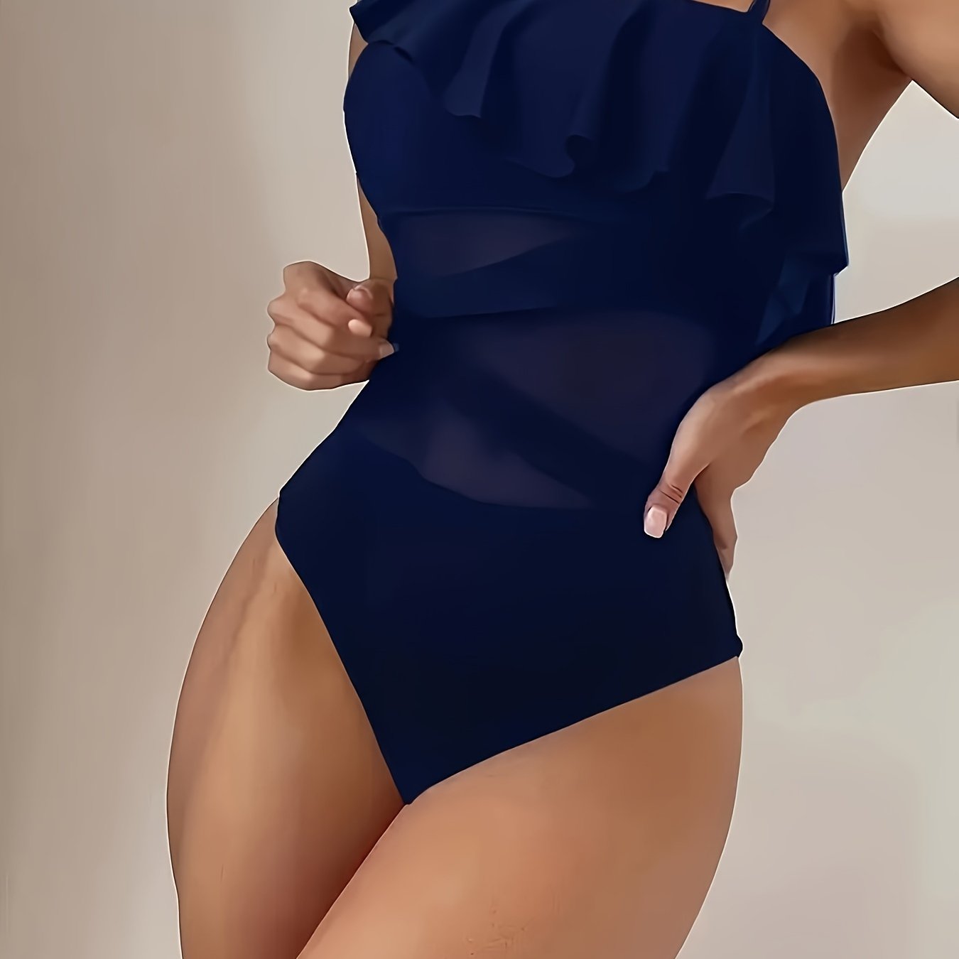 Maillot de Bain Une Pièce Femme – Élégant, Maille Extensible, Une Épaule 👙✨