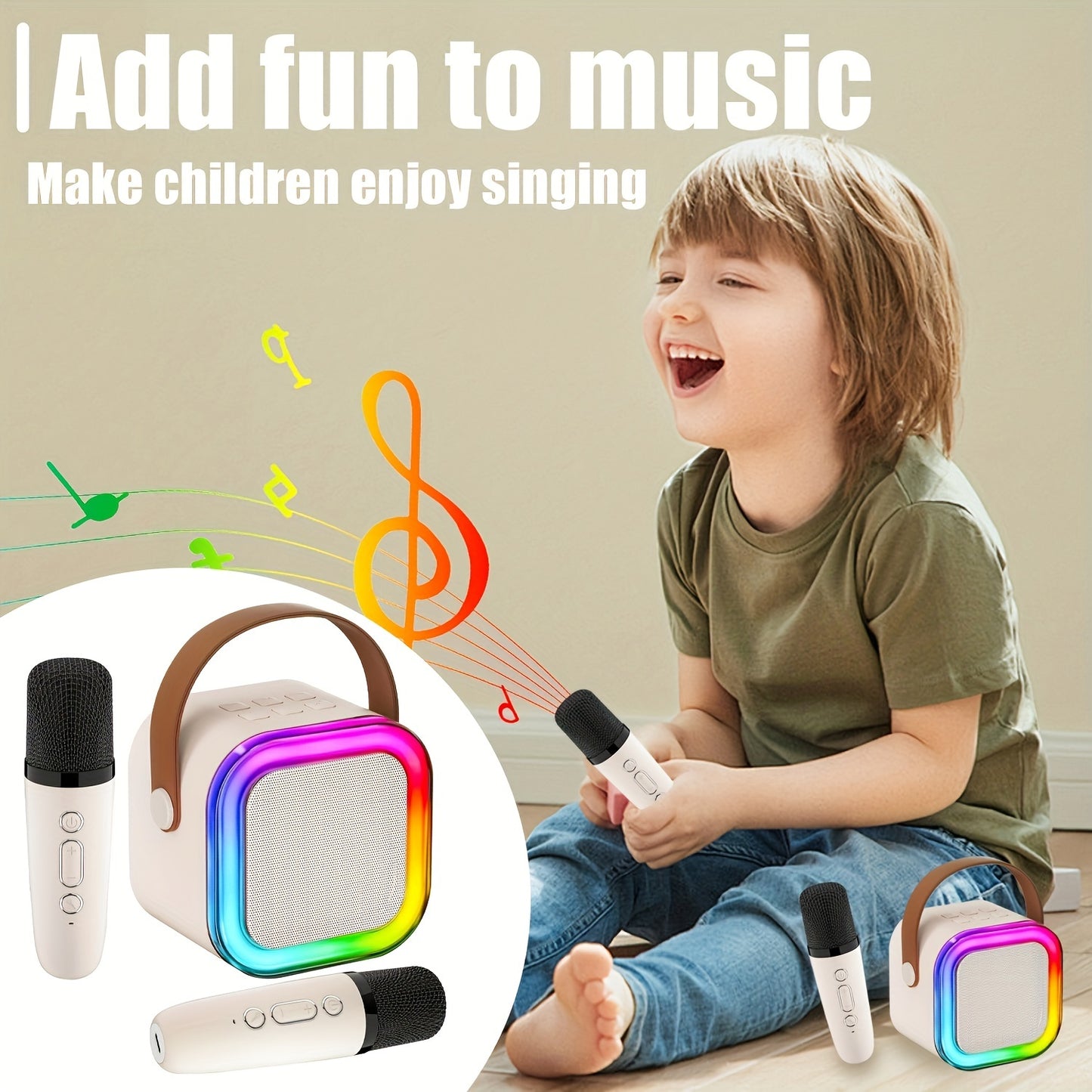 Machine Karaoké Portable Sans Fil — Mini Microphone Rechargeable USB, Enfants & Adultes, 2 Coloris