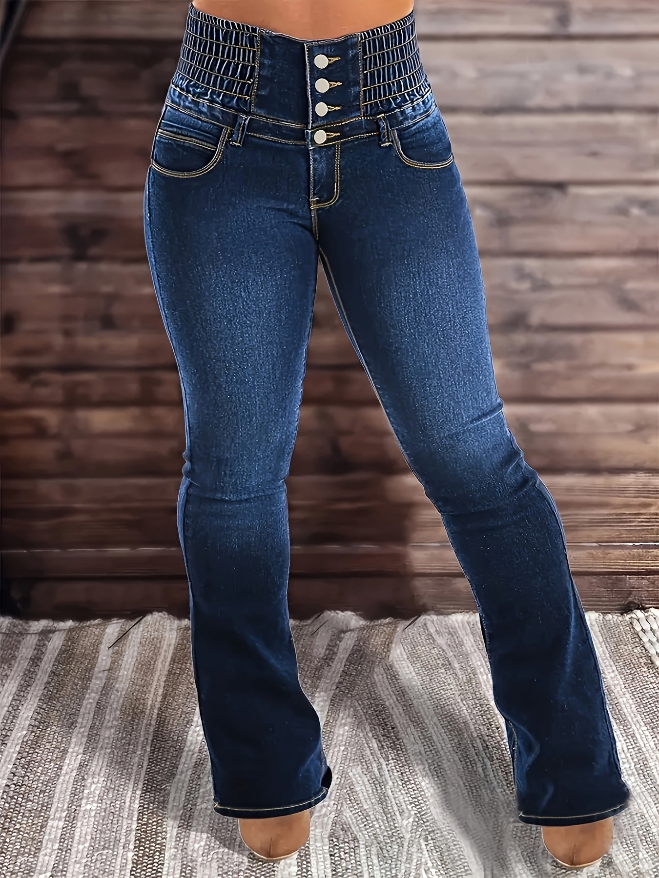 Pantalon Evase Flare Leg Femme - Taille Haute Moulant, Tissu Stretch Sexy