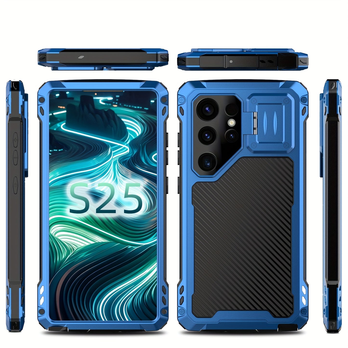 Coque Samsung Galaxy S23 S24 S25 Ultra Metal Magnetique Antichoc - Aluminium, Chargement Sans Fil, Protection Lentilles, Support, 3 Coloris