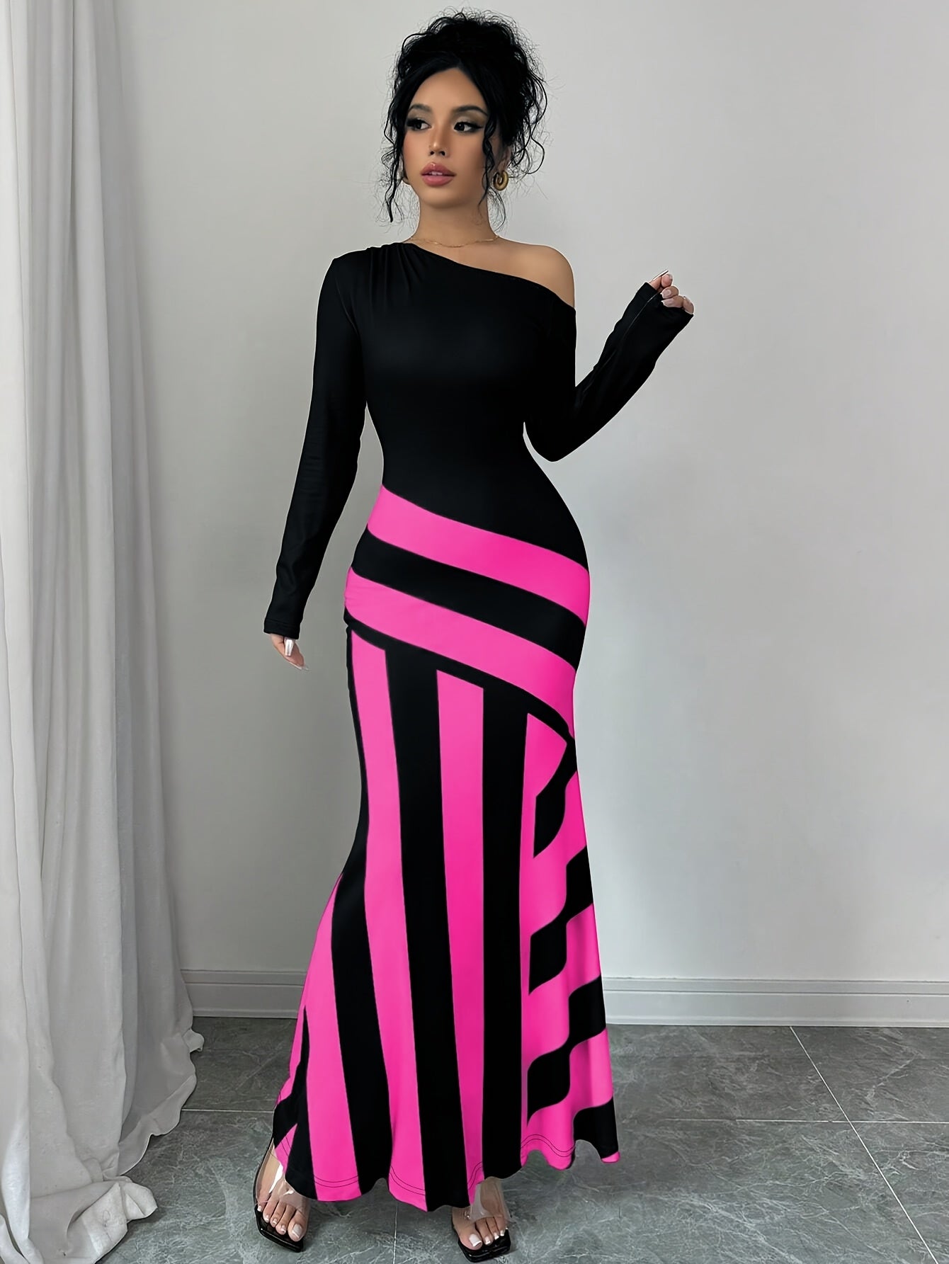 Robe Multi-Positions Femme - Asymetrique, Motif Geometrique, Style Elegant, 3 Coloris