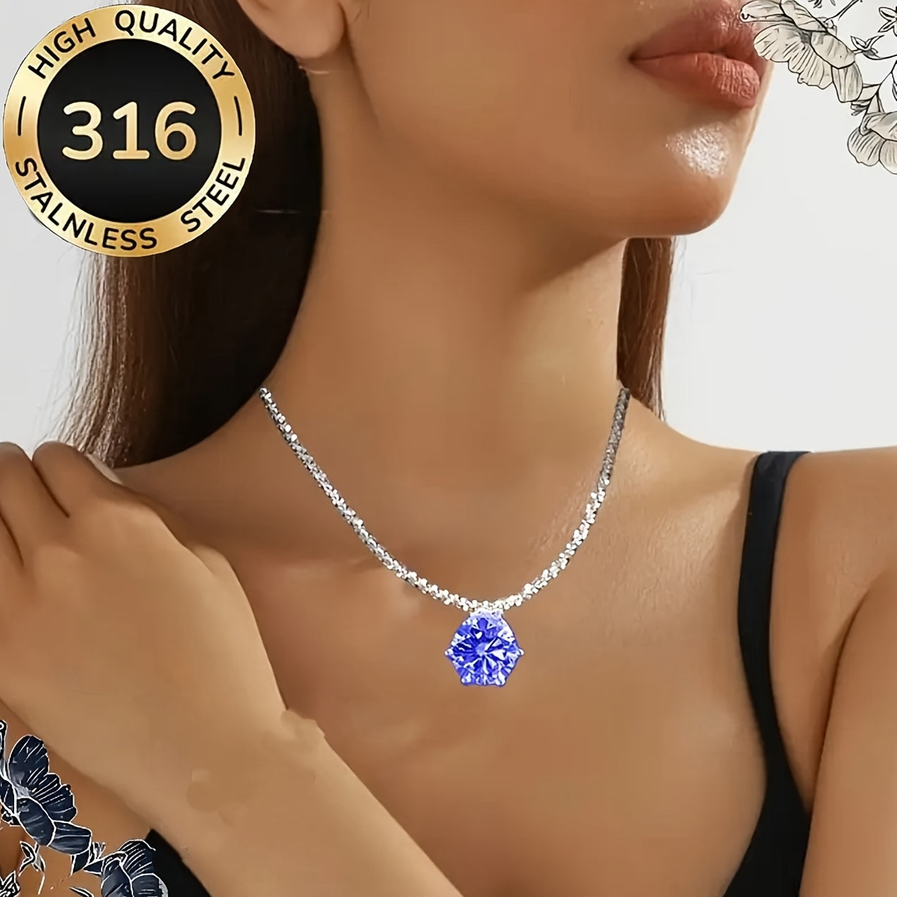Ensemble 3 colliers femme acier inoxydable hypoallergénique zircone - Style élégant luxueux