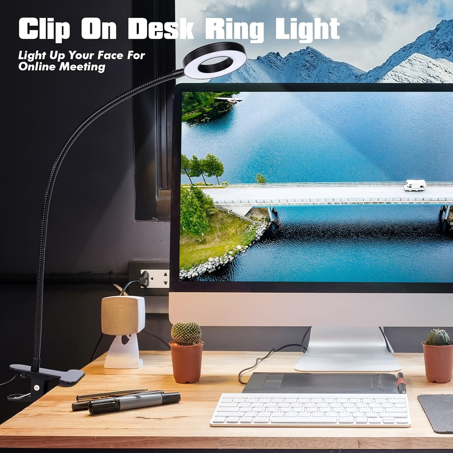 Lampe de bureau LED pince USB - Bras flexible 360° luminosité réglable