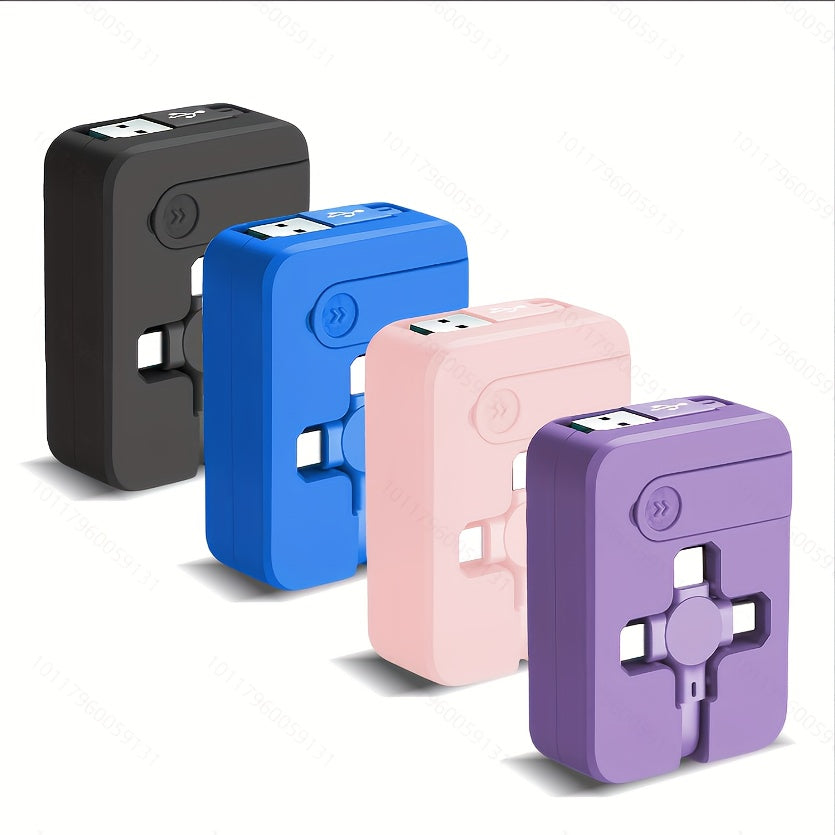 Cable USB 3-en-1 Retractable avec Support Telephone – Charge Rapide 18W, Transfert Donnees, 100cm | 8 Coloris