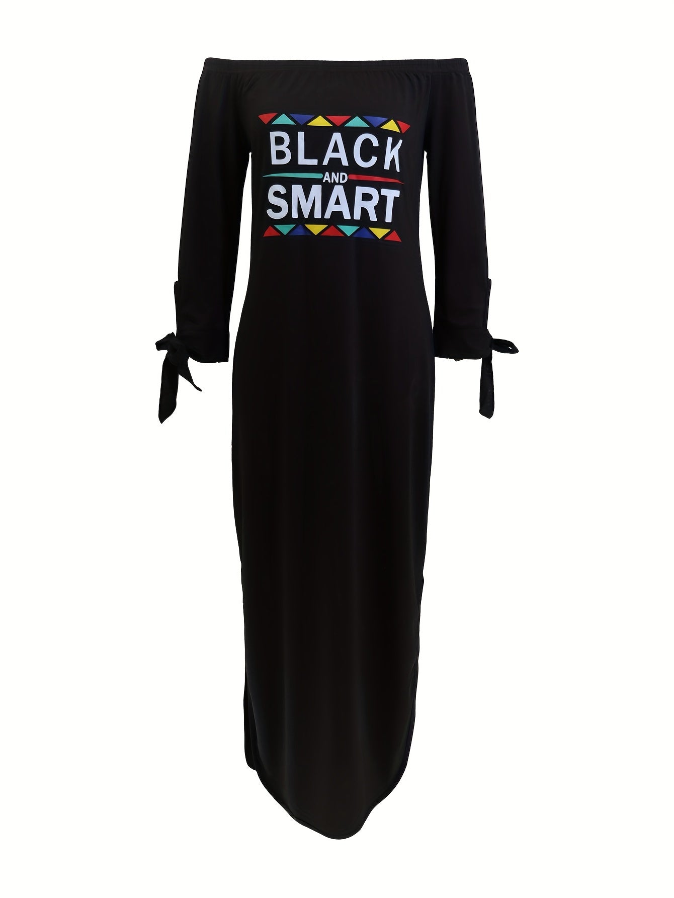 Robe Épaules Dénudées Imprimée Lettres – Style Crayon Décontracté | Printemps-Automne | S au XXL