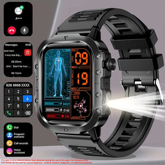Montre Connectée Homme Paearofero — Cadran Carré 5,1cm, Bracelet Silicone, Appel & Suivi, 3 Coloris