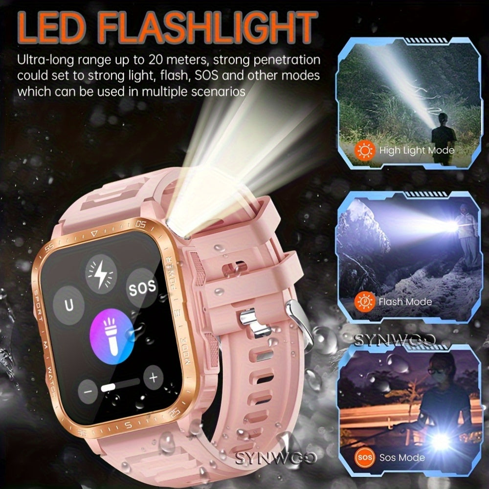 Synwoo Montre Connectee Femme Rose Ecran Tactile IPX8 Batterie 430mAh - LED Appels Assistant Vocal Multisports Suivi Sommeil Compatible Android iPhone
