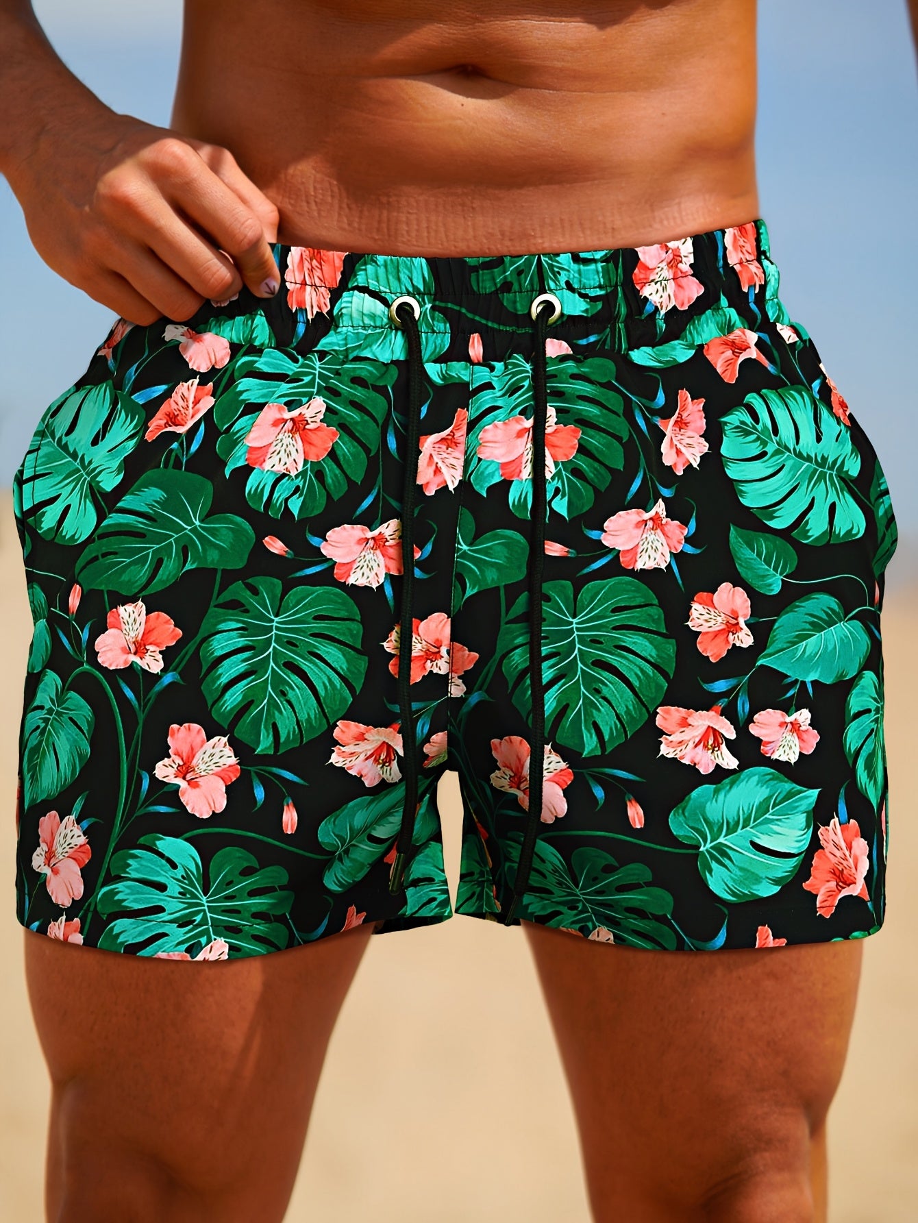 Short de Bain Homme Imprime Floral - Ceinture Elastique, Doublure Maille, 95% Polyester, Style Sport, 5 Coloris, FR XS au FR XXL