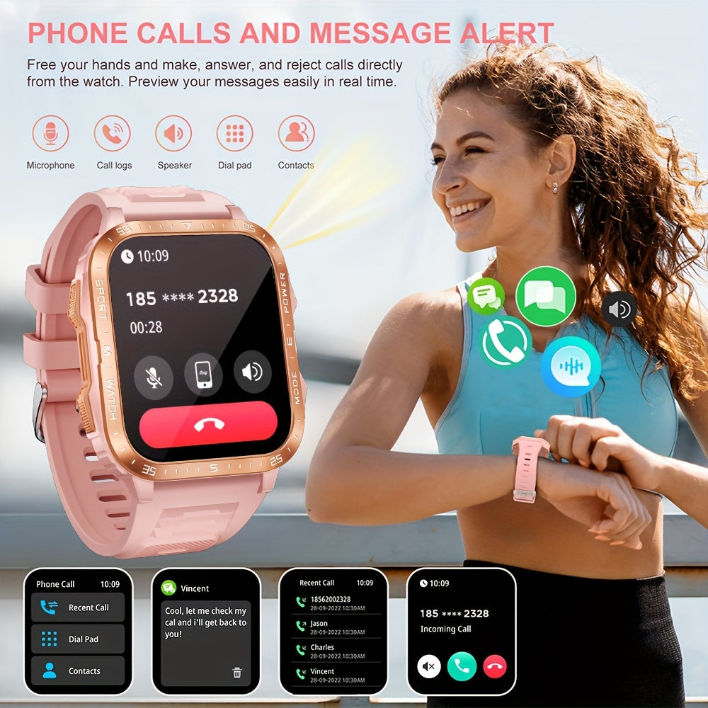 Synwoo Montre Connectee Femme Rose Ecran Tactile IPX8 Batterie 430mAh - LED Appels Assistant Vocal Multisports Suivi Sommeil Compatible Android iPhone