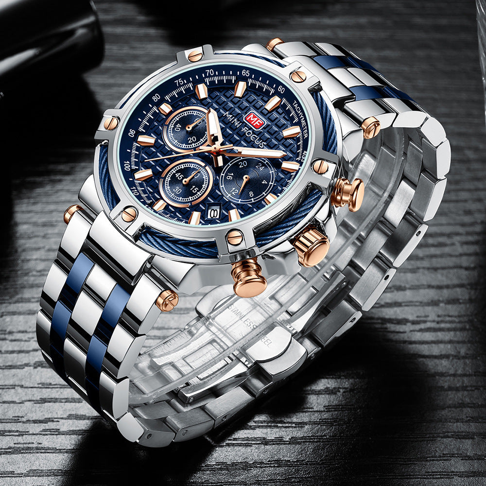 Montre à quartz étanche et lumineuse pour homme avec bracelet en acier Opération réussie - Topdecheztop.fr