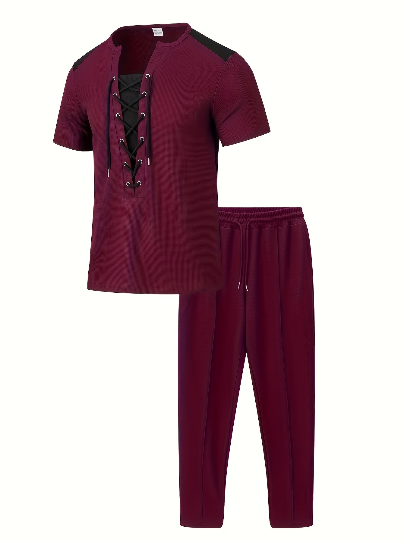 Ensemble jogging homme haut et pantalon à cordon - Col ras du cou, 6 coloris, printemps-automne