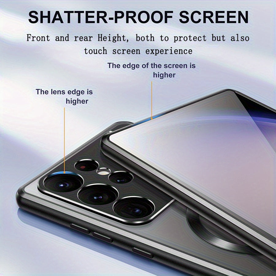 Coque Samsung Galaxy S25 Ultra Magnetique Double Face Verre HD - Protection Lentilles, Support Integre, Systeme Verrouillage, 3 Coloris